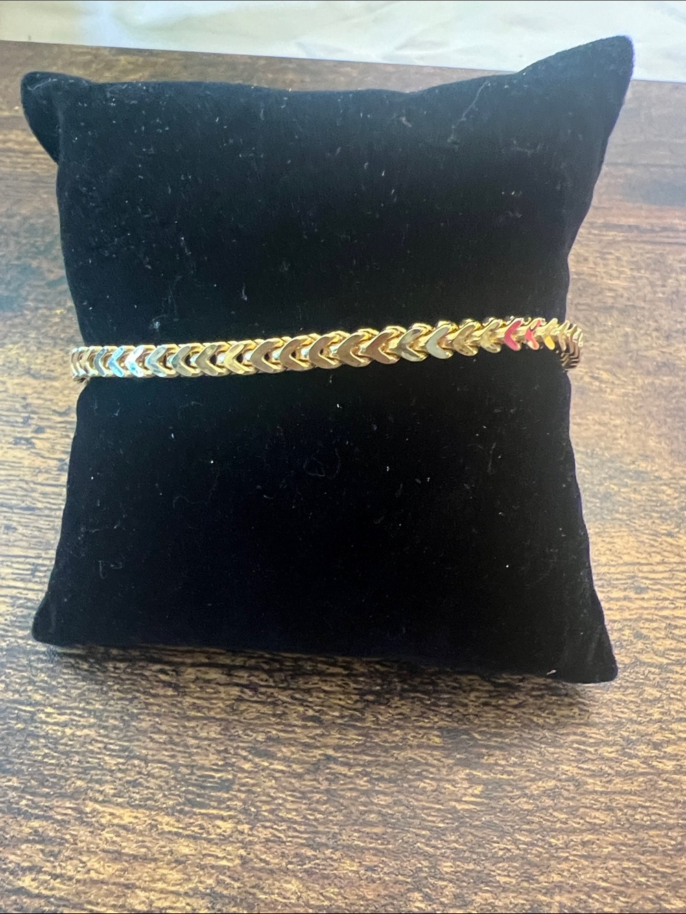 Gold Tone Herringbone Chain Bracelet - Women's Jewelry - Picture 2 of 4
